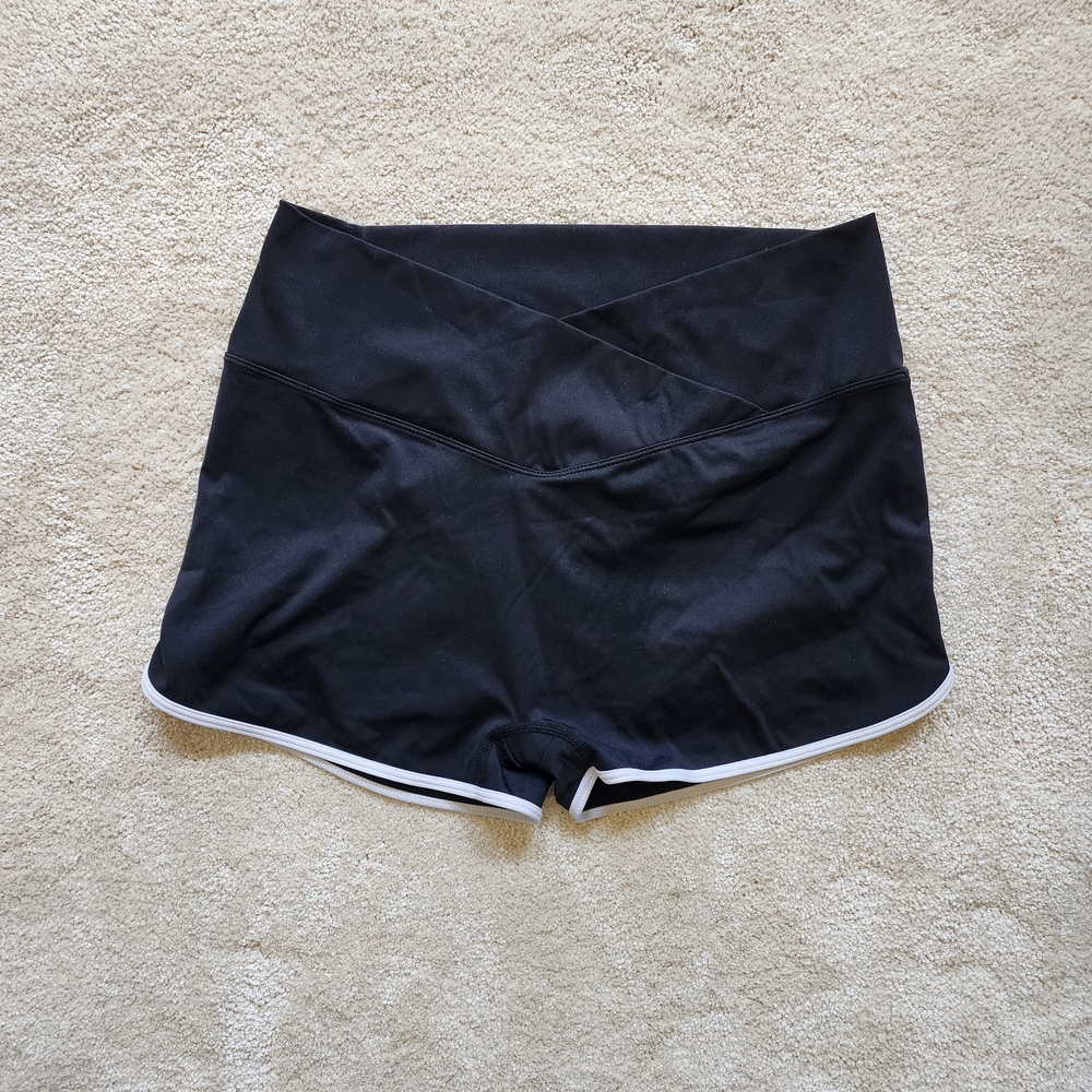 Fashion Nova Black Criss Cross Booty Shorts